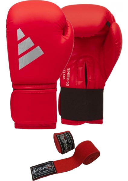 ADISBG50 SPEED50 adidas Boks Eldiveni Kick Boks Muay Thai Boks Eldiveni ve Bandaj 2'li Set