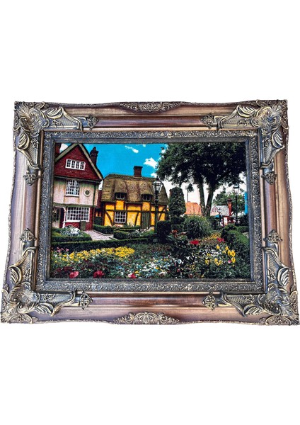 Brugge'de Bir Park Adlı Iran Tebriz Halı Tablo 95 x 75 cm - Duvar Halı Kilim Tablo
