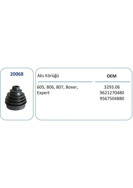FKK20068 - Aks Koruk (Dıs) Expert Jumpy Scudo P806 P807 Evsıon C8 XUD9TE / DW10TD Olcu: (I,c: 30MM, I,c: 97MM, BOY:116MM)