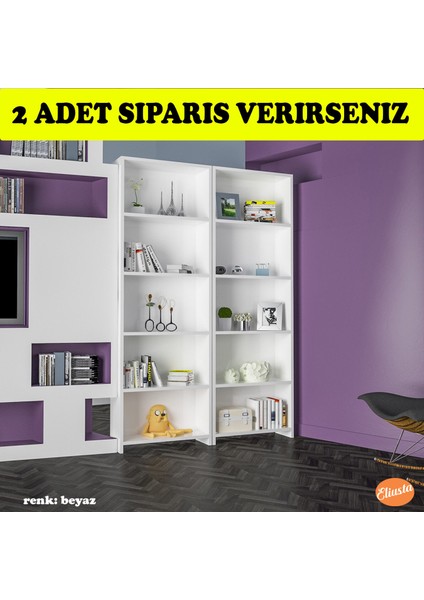MODİLAYN ÇOK AMAÇLI DOLAP OFİS DOLABI BEŞ RAFLI ARKALIKLI KİTAPLIK YENİ