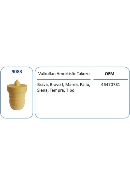 FKK9083 - Süspansiyon Takozu Arka Sağ veya Sol Palıo Sıena Albea Tempra Tıpo Marea Brava Bravo 1.4 8V 1.2 16V