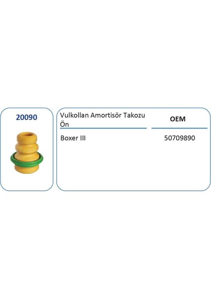 FKK20090 - Süspansiyon Takozu Ön Sağ veya Sol Ducato Iıı 06> / Boxer Iıı 06> / Jumper Iıı 06> Vulkollan