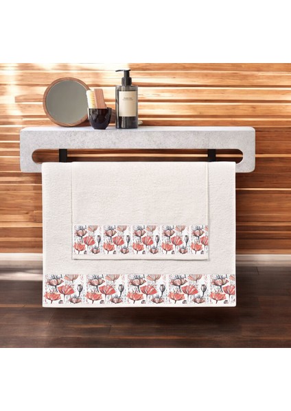 Rose Model Baskılı 2'li Banyo Havlu Seti