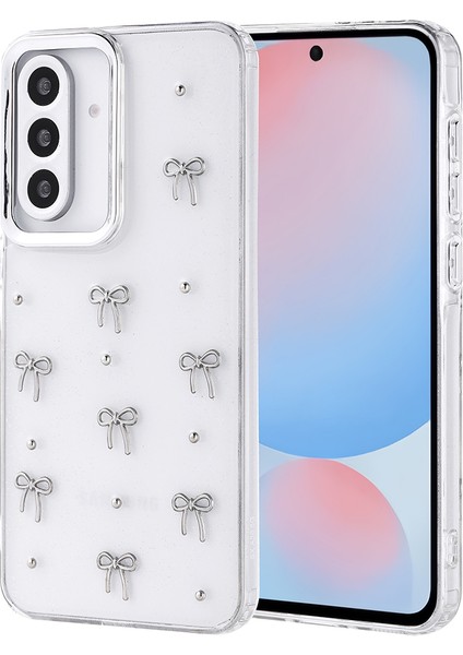 Samsung Galaxy A56 Kılıf Köşeleri Airbag Fiyonk Tasarım Simli Şeffaf Ince Silikon Kapak