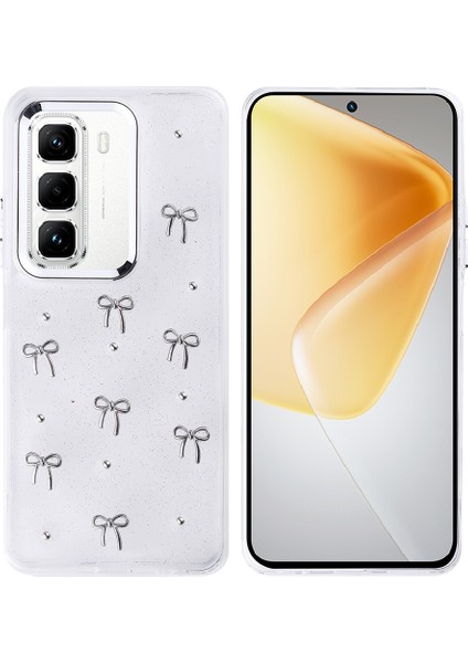 Infinix Hot 50 Pro 4g Kılıf Köşeleri Airbag Fiyonk Tasarım Simli Şeffaf Ince Silikon Kapak