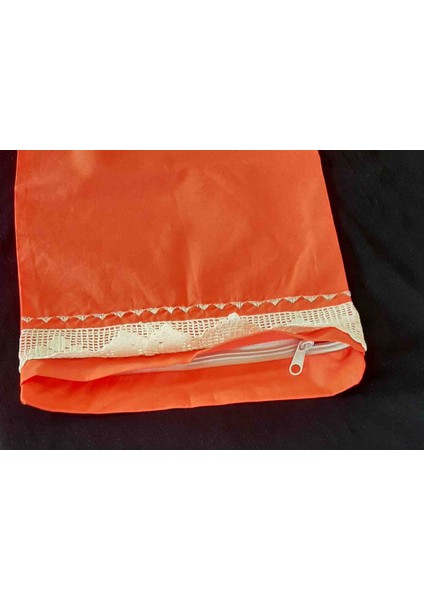 Tığ Oyalı Fermuarlı Bebek Yastık Kılıfı Somon Renk En 26cm Boy 47cm modelleri