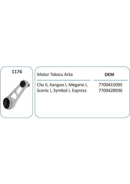 1176 - Motor Takozu Arka Express Kangoo 1.9d 2.0 F3R