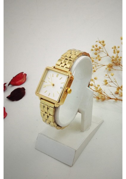 Vintage Metal Kadın Kol Saati Takvimli Gold modelleri