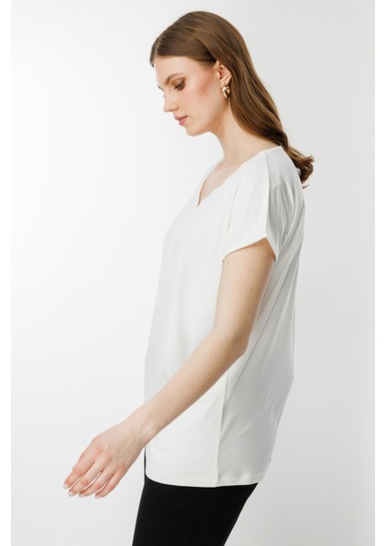 51393 Onteks Kısa Kol Dilim Yaka Bluz modelleri