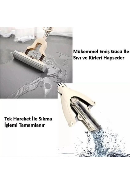 Teleskopik Saplı Kelebek Mop (Süngerli Kendinden Sıkmalı Mop)