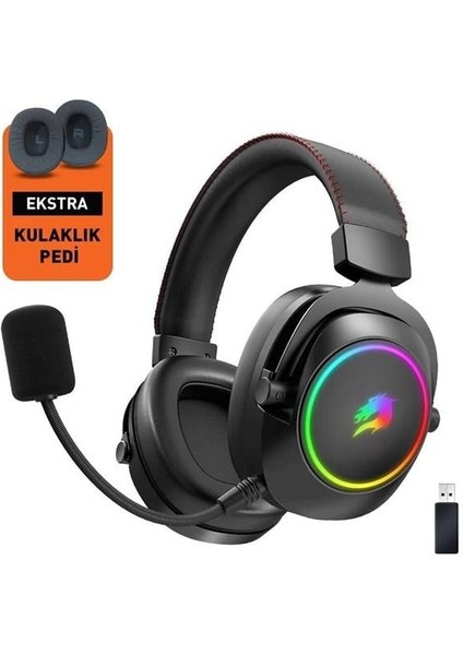 WBH44 Rgb Kablosuz 2.4g+Bt Siyah Oyuncu Kulaklığı