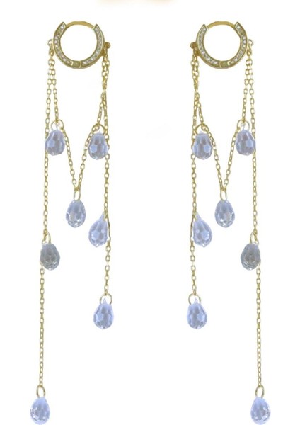 Damla Sallantılı Kristal Gold Gümüş Küpe fırsatları