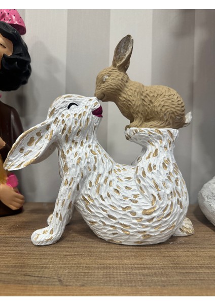 Dokulu Oyuncu Tavşanlar, Biblo, Hediyelik Dekoratif Obje