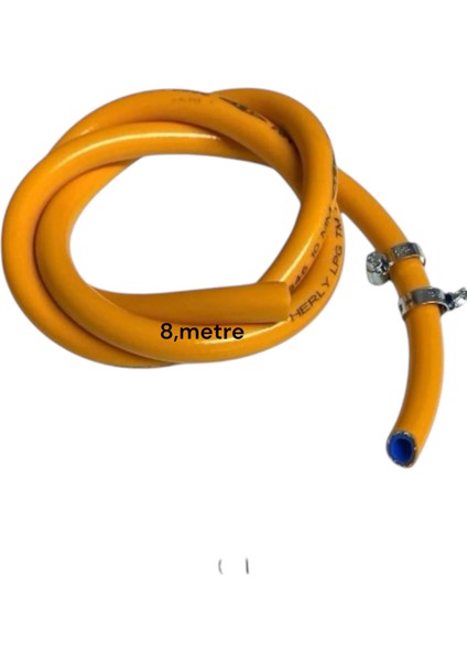 Tüp Hortumu Üç Katlı Dayanıklı Lpg Uyumlu 8,metre 2 Kelepçe, 10 mm Gaz Hortum