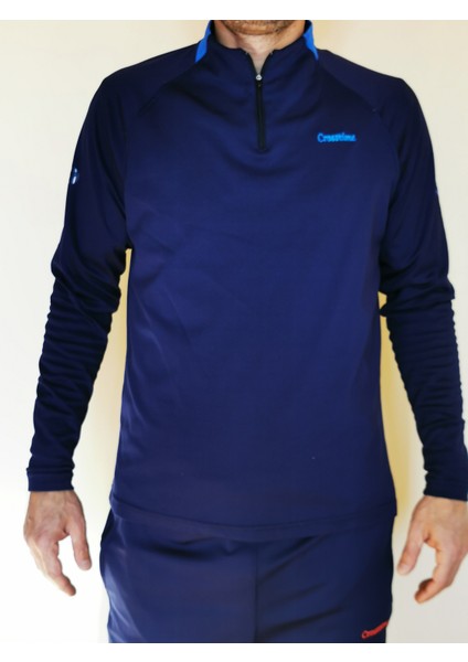Erkek Lacivert Dik Yaka Yarı Fermuarlı Antrenman Sweatshirt 1056-001