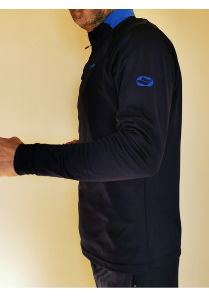 Erkek Lacivert Dik Yaka Yarı Fermuarlı Antrenman Sweatshirt 1056-001 fiyatları