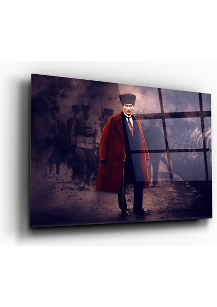 Mustafa Kemal Atatürk Soyut Tasarım Cam Tablo- Ev ve Ofis Dekorasyonu- Modern-Atatürk