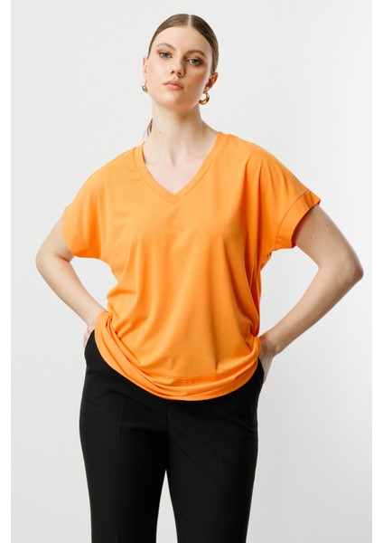 51476 Onteks V Yaka Kısa Kol Bluz