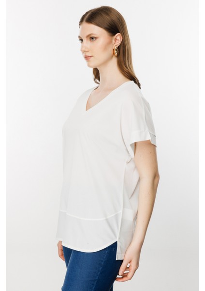 51476 Onteks V Yaka Kısa Kol Bluz fiyatları