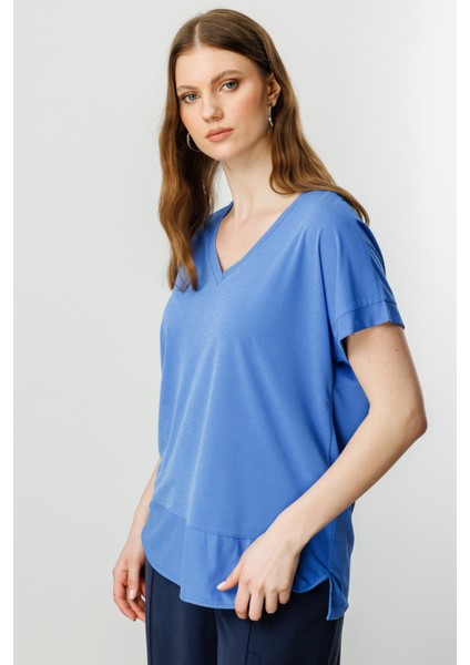 51476 Onteks V Yaka Kısa Kol Bluz modelleri