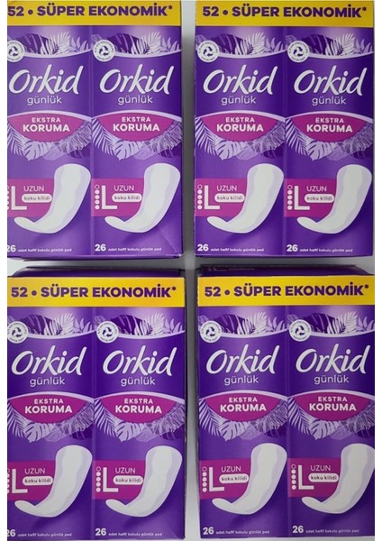 Hafif Kokulu Günlük Ped Uzun Extra Koruma 208'li Dev Ekonomi 4 Paket x 52 Ped
