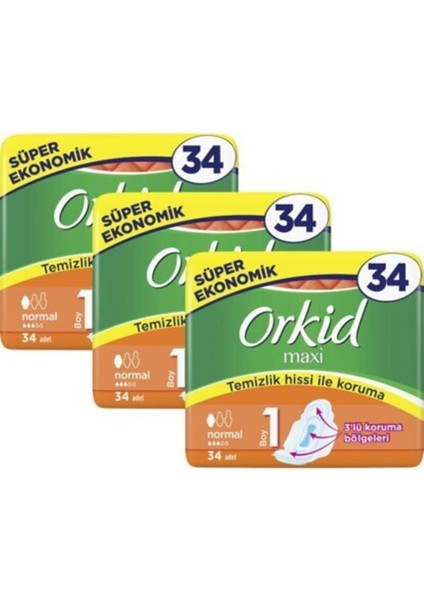 Ped Maxi Dörtlü Normal 34'lü x 3 Adet