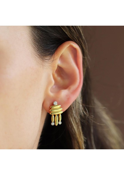 Camber Trend Gold Gümüş Küpe