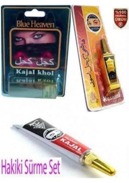 Göz Sürmesi Siyah Kajal Toz Sürme + Krem Jel Sürme + Stick Göz Sürmesi 3 In 4