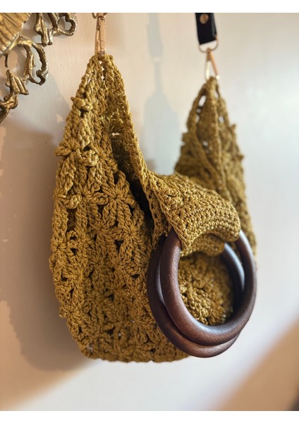 Simarikcraft el örgüsü motifli askılı çanta handmade