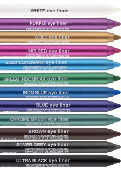 12 Renkli Neon Eyeliner Yağlı Göz Kalemi Seti