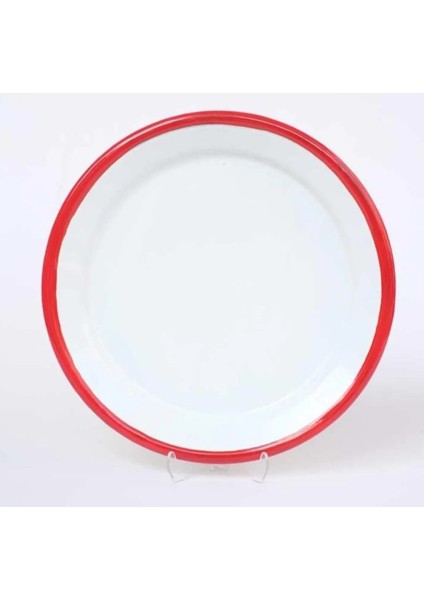 Çelik Üzeri Emaye Kaplama Oval Kırmızı Tabak 30 x 20 cm Yıkanabilir Fırınlanabilir Vintage 1 Adet