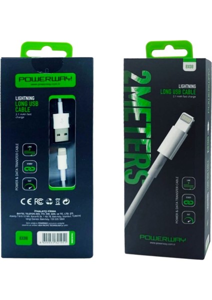 Iphone 2100 Ma Hızlı 2 Metre Şarj ve Data Kablosu (4767) - MCT7347-9639