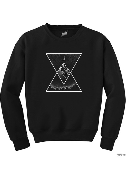 Mountains Pyramid Peaks Siyah Sweatshirt
