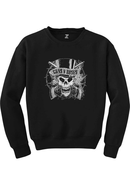 Guns N Roses Vintage Dameged Siyah Sweatshirt