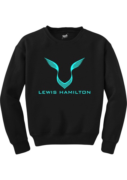 Lewis Hamilton Logo 2 Siyah Sweatshirt