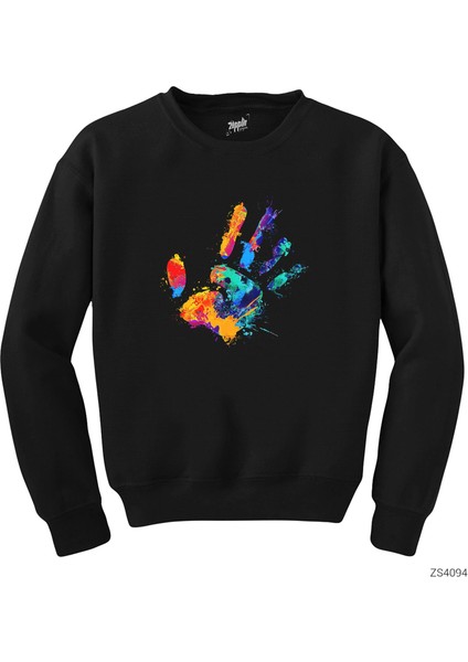 Hand Splash Paint Siyah Sweatshirt
