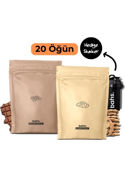 Proteinli Öğün Tozu 2×600 g Çikolata Kurabiye Aromalı Türkiye Üretimi Shaker Hediyeli fiyatları