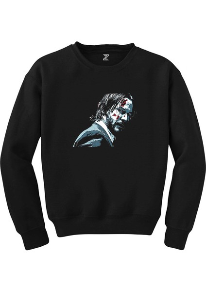 John Wick Face Siyah Sweatshirt