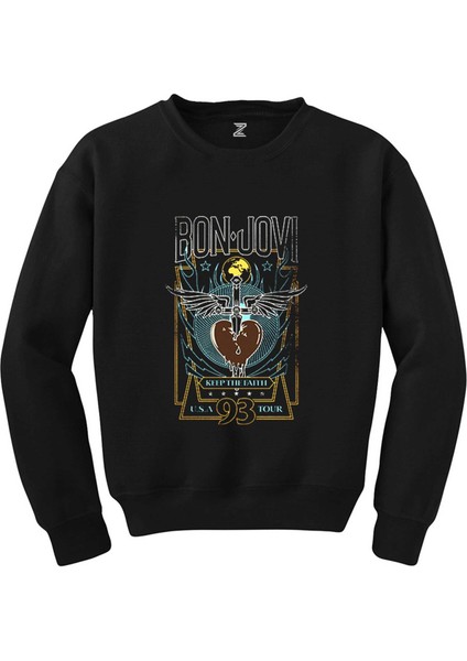 Bon Jovi 93 Tour Siyah Sweatshirt
