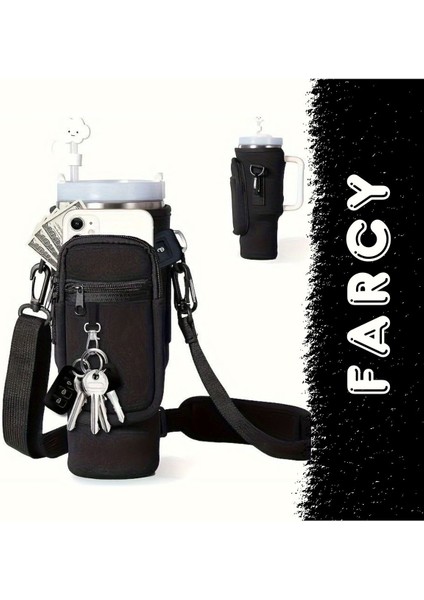 Quencher Pipetli 1.18 Lt Termos Askılı Neopren Koruma Termos Kılıfı Çanta ve Omuz Askısı Aksesuar