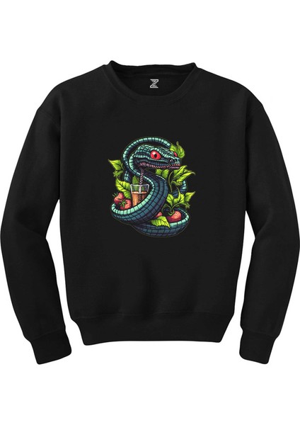 Cocktail And Snake Siyah Sweatshirt