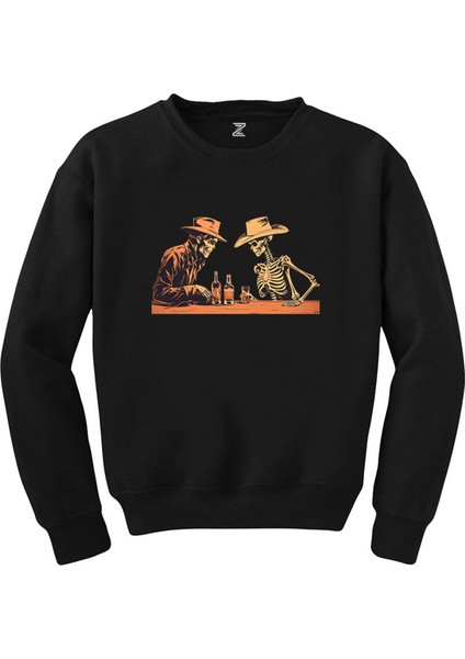 Skelton Cowboy Bar Siyah Sweatshirt