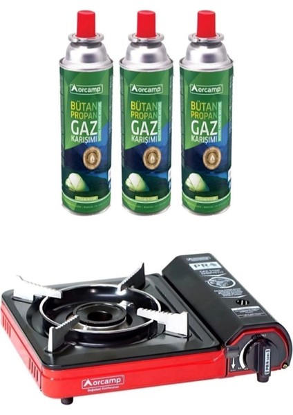 Tekli Portatif Ocak Gaz Stop Emniyetli CK-505 Kamp Ocağı 3 Adet Kartuş Tüp