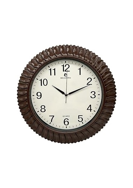 Bellisima BL-1074 Serisi Klasik Kadran Yaprak Desenli Sessiz Akar 30 cm Duvar Saati Bordo