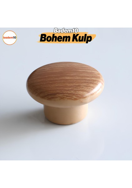 Bohem Düğme Kulp Açık Ceviz Renk Mobilya Mutfak Dolap Dolabı Çekmece Kulbu Plastik Tek Vida