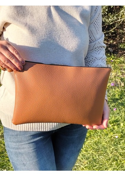 Kadın Düz Desenli El Askılı Portföy Clutch Çanta