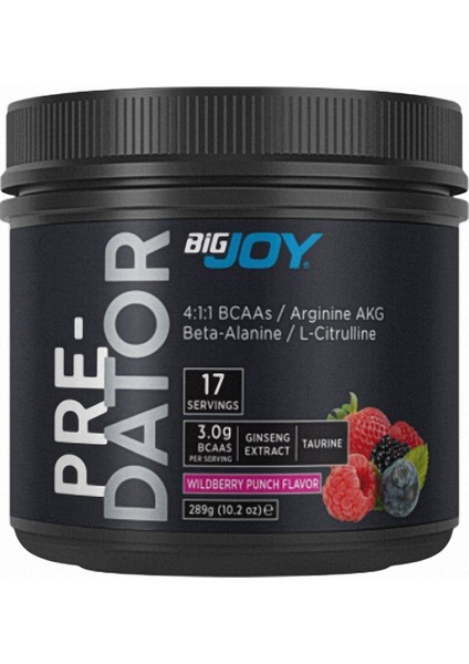 Bigjoy Pre-Workout Predator 17 Servis 289 gr - Orman Meyveleri- Advanced Blend Preworkout fiyatları