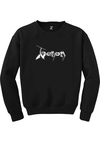 Venom Logo Text Siyah Sweatshirt