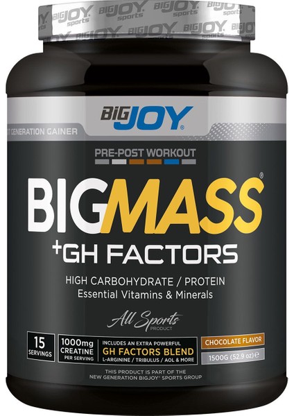 Bigmass GH Factors Bisküvi Aromalı Karbonhidrat Tozu 1500 g – Sporcu Enerji ve Kilo Artırma Takviyesi fiyatları