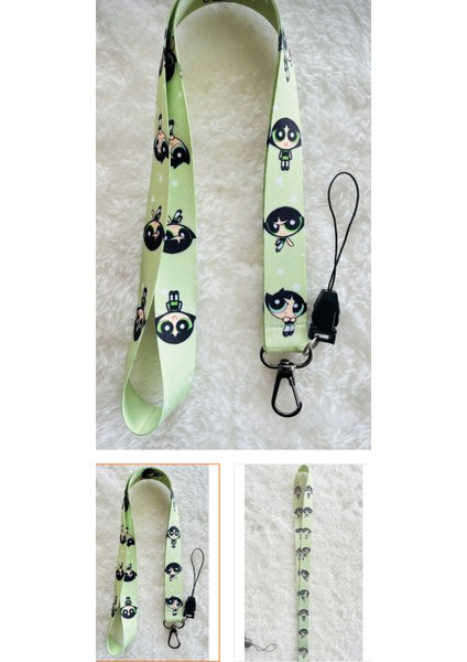 2 si bir arada Powerpuff ve Buttercup temalı Staffy yaka ipi kartlık